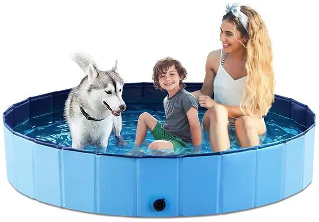 Main image of Foldable Dog Pet Bath Pool Collapsible Dog Pet Pool Bathing Tub Kiddie Pool Doggie Wading Pool for Puppy Small Medium Large Dogs Cats and Kids 71" Blue