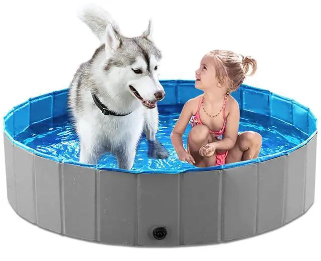 Main image of Foldable Dog Pet Bath Pool Collapsible Dog Pet Pool Bathing Tub Kiddie Pool Doggie Wading Pool for Puppy Small Medium Large Dogs Cats and Kids 48" Grey