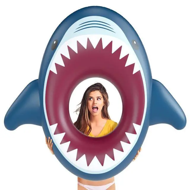 Alt view image 4 of 7 - Inflatable Shark Pool Float Shark Floaties and Electric Air Pump