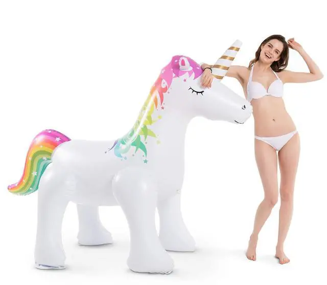 Alt view image 6 of 7 - Giant 76" Pineapple Pool Party Float Raft Summer Beach Swimming Pool Inflatable Floatie Jasonwell Unicorn Sprinkler Inflatable Unicorn