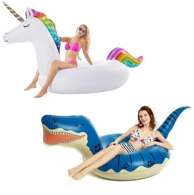 Main image of Giant Inflatable Unicorn Pool Float Floatie Ride and Jasonwell Inflatable Dinosaur Pool Float Tube