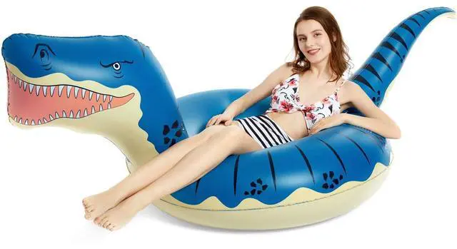 Alt view image 6 of 7 - Inflatable Avocado Pool Float Floatie with Ball and Jasonwell Inflatable Dinosaur Pool Float Tube for Boys Girls T-Rex Floatie