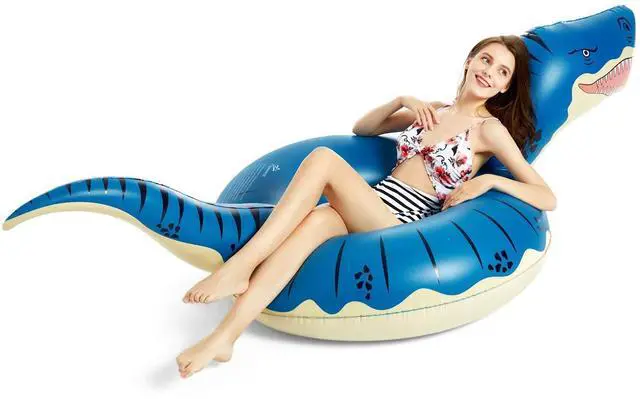 Alt view image 5 of 7 - Inflatable Avocado Pool Float Floatie with Ball and Jasonwell Inflatable Dinosaur Pool Float Tube for Boys Girls T-Rex Floatie