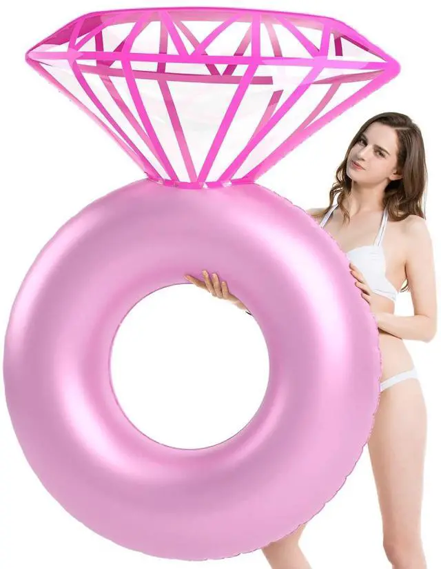 Main image of Inflatable Diamond Ring Pool Float - Engagement Ring Bachelorette Party Float Stagette Decorations Swimming Tube Floaty Outdoor Water Lounge Floats for Adults