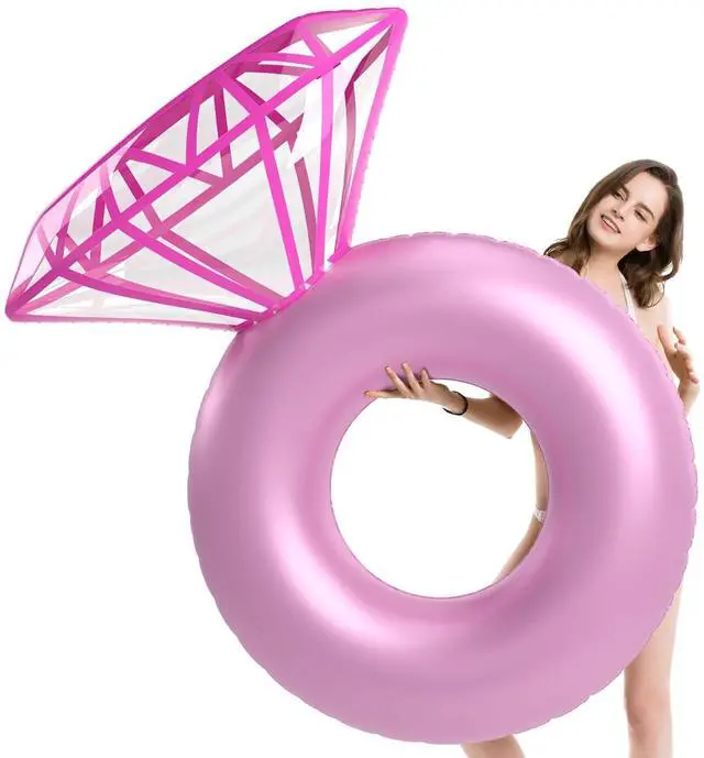 Alt view image 3 of 7 - Inflatable Diamond Ring Pool Float - Engagement Ring Bachelorette Party Float Stagette Decorations Swimming Tube Floaty Outdoor Water Lounge Floats for Adults