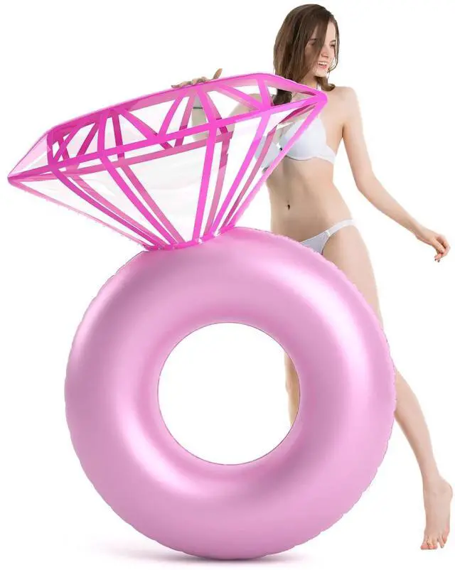 Alt view image 2 of 7 - Inflatable Diamond Ring Pool Float - Engagement Ring Bachelorette Party Float Stagette Decorations Swimming Tube Floaty Outdoor Water Lounge Floats for Adults