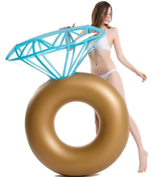 Alt view image 7 of 7 - Giant Inflatable Unicorn Pool Float Floatie Ride On with Fast Valves and Jasonwell Inflatable Diamond Ring Pool Float - Engagement Ring Bachelorette Party Float