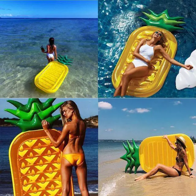 Alt view image 3 of 6 - Pineapple Pool Float Raft Summer Beach Swimming Large Pool Floatie Inflatable Lounge Lounger Party Water Toys Raft for Adults 76"