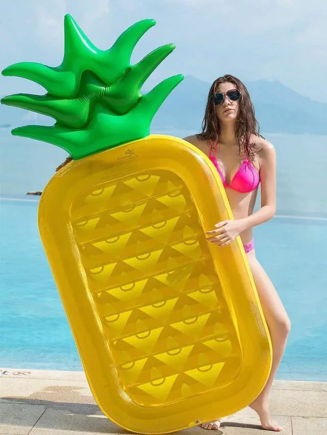 Alt view image 6 of 6 - Pineapple Pool Float Raft Summer Beach Swimming Large Pool Floatie Inflatable Lounge Lounger Party Water Toys Raft for Adults 76"
