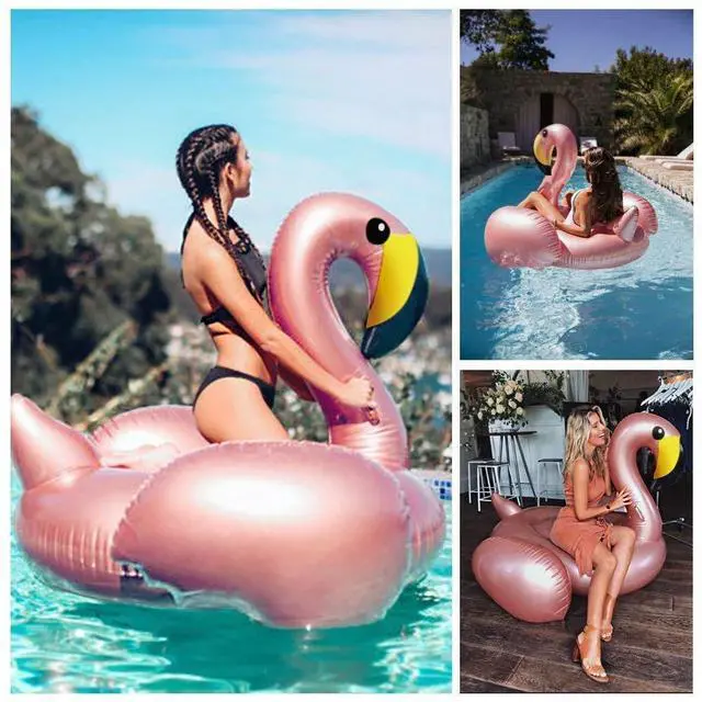 Alt view image 4 of 7 - Giant Inflatable Flamingo Pool Float with Fast Valves Summer Beach Swimming Pool Floatie Lounge Floating Raft Outdoor Party Decorations Toys for Adults (XL)
