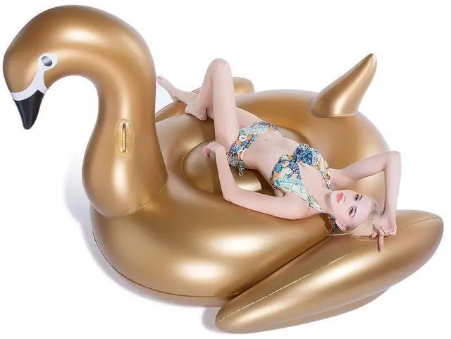 Main image of Giant Inflatable Golden Swan Pool Float with Fast Valves Summer Beach Swimming Pool Floatie Lounge Floating Raft Outdoor Party Decorations Toys for Adults (XXXL)