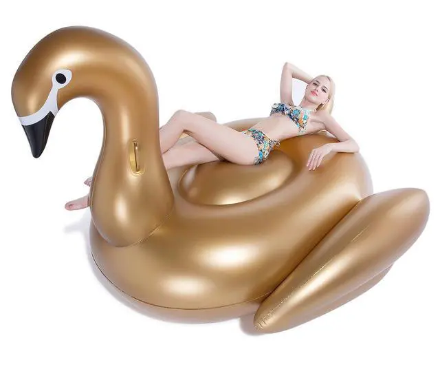 Alt view image 3 of 7 - Giant Inflatable Golden Swan Pool Float with Fast Valves Summer Beach Swimming Pool Floatie Lounge Floating Raft Outdoor Party Decorations Toys for Adults (XXXL)