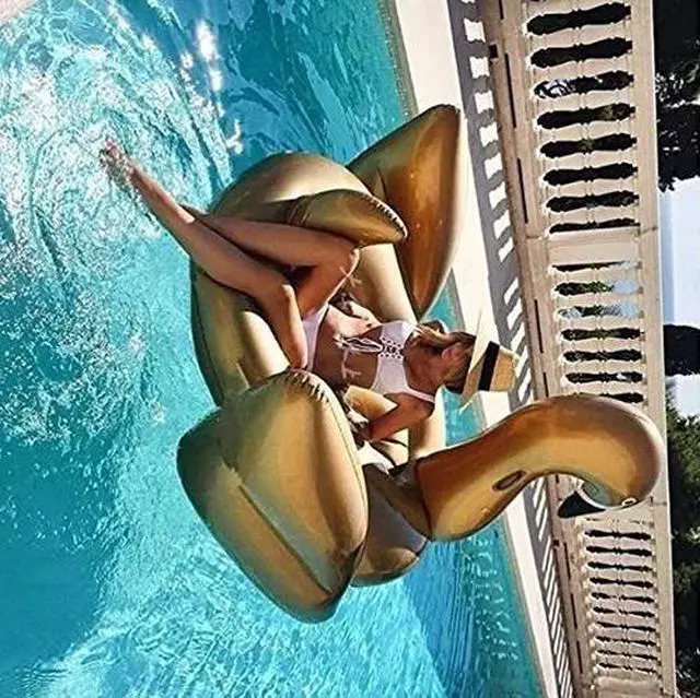 Alt view image 6 of 7 - Giant Inflatable Golden Swan Pool Float with Fast Valves Summer Beach Swimming Pool Floatie Lounge Floating Raft Outdoor Party Decorations Toys for Adults (XXXL)