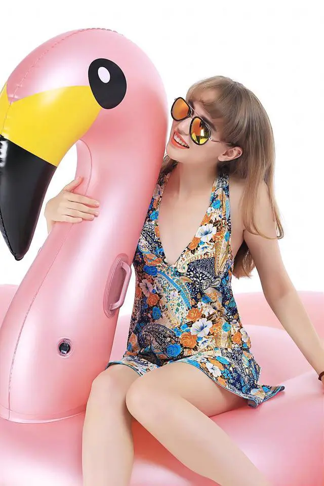 Alt view image 7 of 7 - Giant Inflatable Flamingo Pool Float with Fast Valves Summer Beach Swimming Pool Floatie Lounge Floating Raft Outdoor Party Decorations Toys for Adults (XXXL)