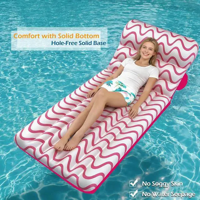 Alt view image 4 of 7 - Inflatable Pool Float Adult - Ultra-Comfort Soft Fabric Pool Floaties Lounge Floats Floating Chair Raft with Adjustable Backrest Air Lounger Tanning Float for Pool Beach Party