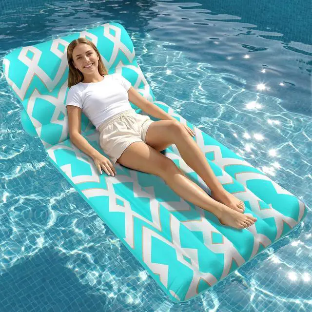 Main image of Inflatable Pool Float Adult - Ultra-Comfort Soft Fabric Pool Floaties Lounge Floats Floating Chair Raft with Adjustable Backrest Air Lounger Tanning Float for Pool Beach Party