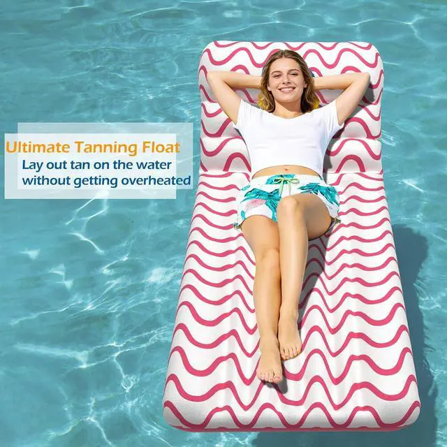 Alt view image 7 of 7 - Inflatable Pool Float Adult - Ultra-Comfort Soft Fabric Pool Floaties Lounge Floats Floating Chair Raft with Adjustable Backrest Air Lounger Tanning Float for Pool Beach Party