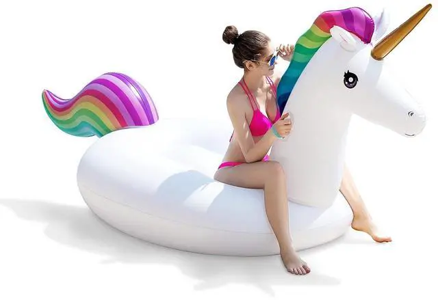 Main image of Giant Inflatable Unicorn Pool Float Floatie Ride On with Fast Valves Large Rideable Blow Up Summer Beach Swimming Pool Party Lounge Raft Decorations Toys Kids Adults