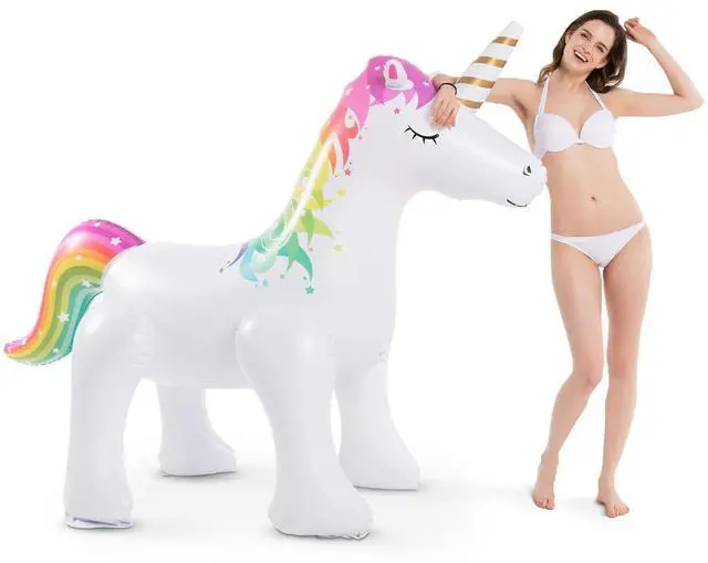 Alt view image 2 of 6 - Unicorn Sprinkler Inflatable Water Sprinklers Outdoor Water Toys Inflatable Ginormous Unicorn Toys Yard Sprinkler for Kids (L)