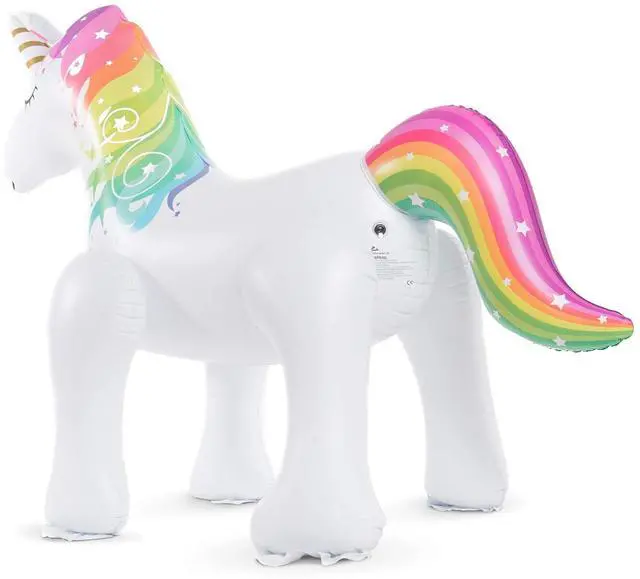 Alt view image 4 of 6 - Unicorn Sprinkler Inflatable Water Sprinklers Outdoor Water Toys Inflatable Ginormous Unicorn Toys Yard Sprinkler for Kids (L)