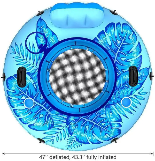 Alt view image 7 of 7 - Inflatable River Tube Float - Heavy Duty River Float Pool Floats Lake Premium Water Tubes for Floating Recreational River Raft Lounge Floaties with 2 Cup Holders for Adult