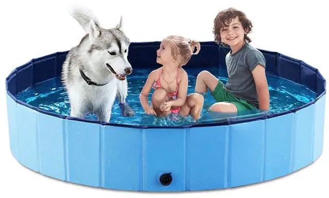 Main image of Foldable Dog Pet Bath Pool Collapsible Dog Pet Pool Bathing Tub Kiddie Pool Doggie Wading Pool for Puppy Small Medium Large Dogs Cats and Kids 63" Blue
