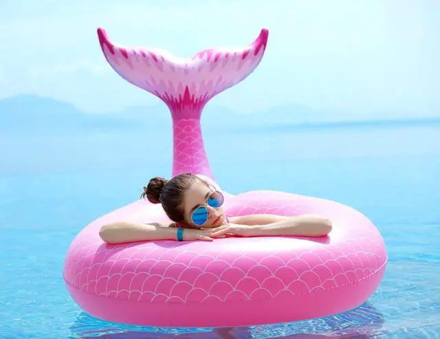 Alt view image 2 of 7 - Giant Inflatable Mermaid Tail Pool Float with Fast Valves Summer Beach Swimming Pool Party Lounge Raft Decorations Toys for Adults Kids (Pink)