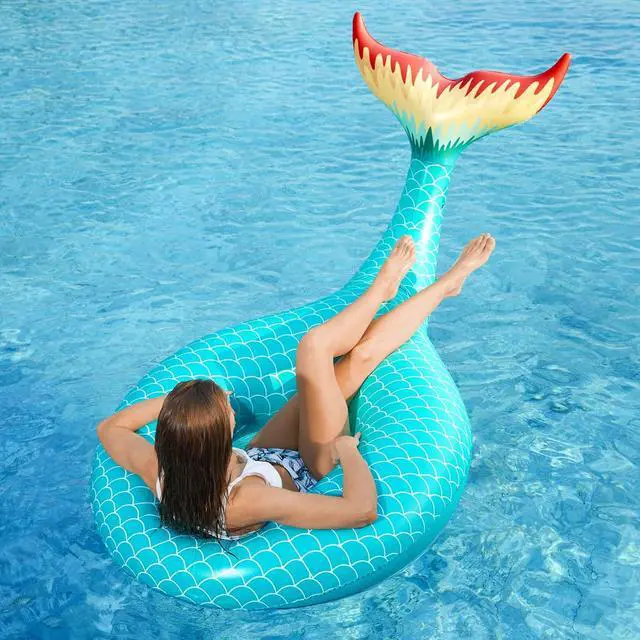 Alt view image 7 of 7 - Giant Inflatable Mermaid Tail Pool Float with Fast Valves Pool Floaties Tube Summer Beach Swimming Pool Party Lounge Raft Water Floaty Decorations Toys for Adults Kids Green L