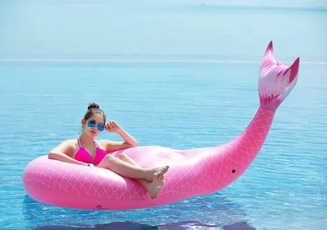 Alt view image 5 of 7 - Giant Inflatable Mermaid Tail Pool Float with Fast Valves Summer Beach Swimming Pool Party Lounge Raft Decorations Toys for Adults Kids (Pink)
