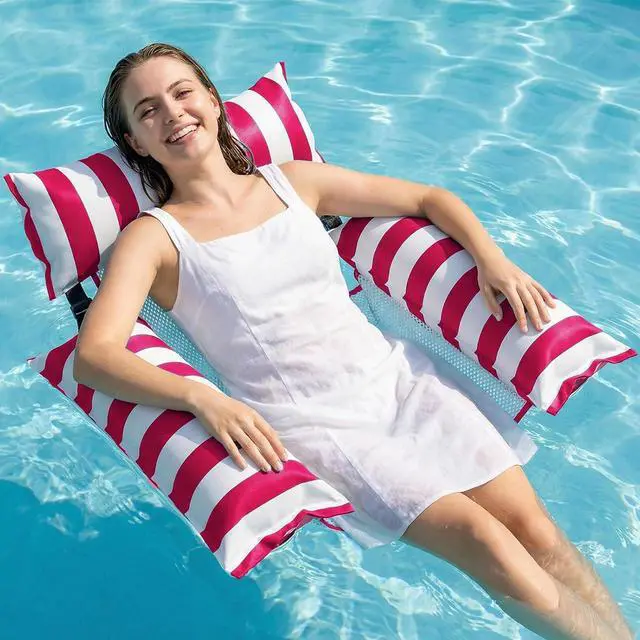 Main image of Inflatable Pool Floats Adult - Fabric Pool Floaties Chair Lake Beach Floating Lounger Chair Swimming Pool Noodles Water Hammock Float Mesh Party Floaty Toys Fun for Adults Heavy Duty
