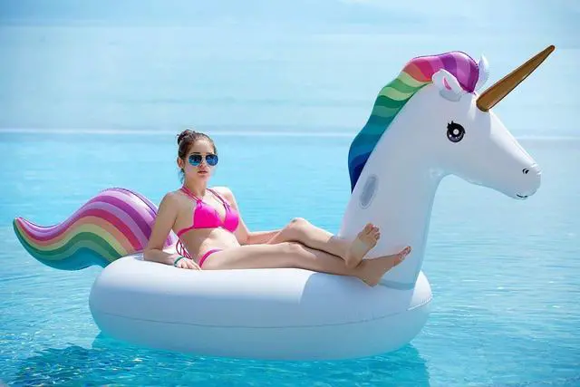 Alt view image 2 of 7 - Giant Inflatable Unicorn Pool Float Floatie Ride On with Fast Valves Large Rideable Blow Up Summer Beach Swimming Pool Party Lounge Raft Decorations Toys Kids Adults