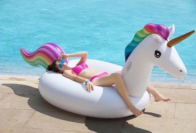 Alt view image 5 of 7 - Giant Inflatable Unicorn Pool Float Floatie Ride On with Fast Valves Large Rideable Blow Up Summer Beach Swimming Pool Party Lounge Raft Decorations Toys Kids Adults
