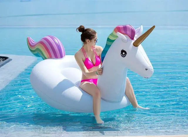 Alt view image 4 of 7 - Giant Inflatable Unicorn Pool Float Floatie Ride On with Fast Valves Large Rideable Blow Up Summer Beach Swimming Pool Party Lounge Raft Decorations Toys Kids Adults