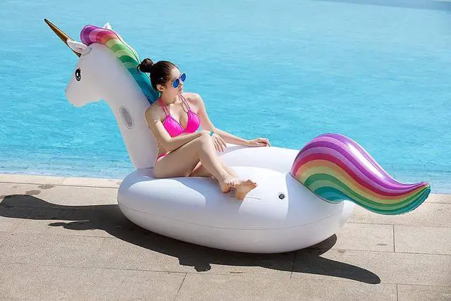 Alt view image 7 of 7 - Giant Inflatable Unicorn Pool Float Floatie Ride On with Fast Valves Large Rideable Blow Up Summer Beach Swimming Pool Party Lounge Raft Decorations Toys Kids Adults