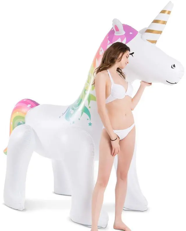 Alt view image 6 of 6 - Unicorn Sprinkler Inflatable Water Sprinklers Outdoor Water Toys Inflatable Ginormous Unicorn Toys Yard Sprinkler for Kids (L)