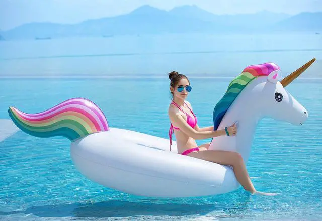 Alt view image 3 of 7 - Giant Inflatable Unicorn Pool Float Floatie Ride On with Fast Valves Large Rideable Blow Up Summer Beach Swimming Pool Party Lounge Raft Decorations Toys Kids Adults