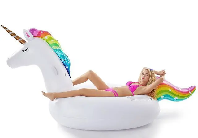 Alt view image 3 of 7 - Giant Inflatable Unicorn Pool Float Floatie Ride On with Fast Valves Large Rideable Blow Up Summer Beach Swimming Pool Party Lounge Raft Decorations Toys for Kids Adults