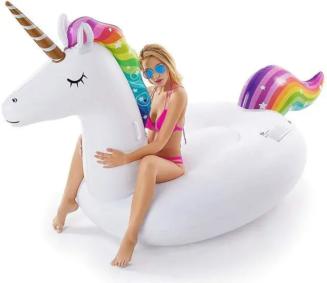 Alt view image 6 of 7 - Giant Inflatable Unicorn Pool Float Floatie Ride On with Fast Valves Large Rideable Blow Up Summer Beach Swimming Pool Party Lounge Raft Decorations Toys for Kids Adults
