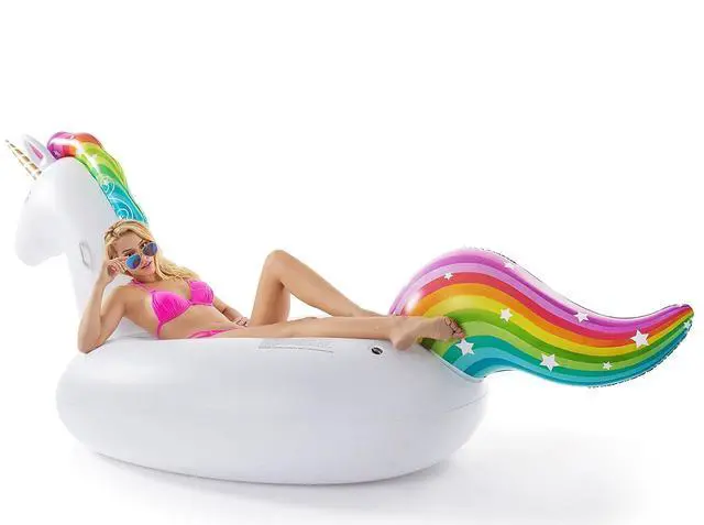 Alt view image 4 of 7 - Giant Inflatable Unicorn Pool Float Floatie Ride On with Fast Valves Large Rideable Blow Up Summer Beach Swimming Pool Party Lounge Raft Decorations Toys for Kids Adults