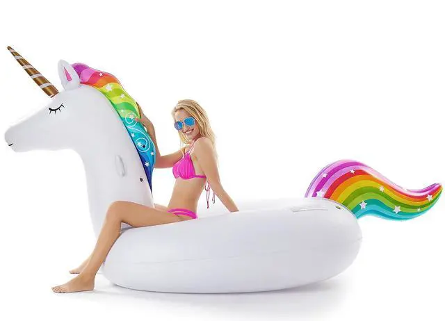 Alt view image 2 of 7 - Giant Inflatable Unicorn Pool Float Floatie Ride On with Fast Valves Large Rideable Blow Up Summer Beach Swimming Pool Party Lounge Raft Decorations Toys for Kids Adults