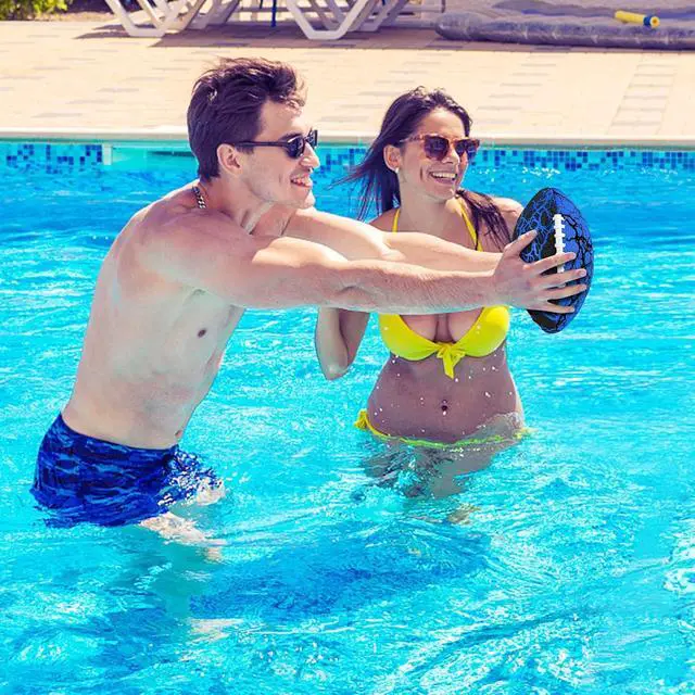 Alt view image 5 of 7 - Waterproof Football Pool Toys - Strong Grip Soft Football for All-Weather Play Pool Games Beach Toys Water Footballs Outdoor Sports Toy Christmas Birthday Gifts for Kids Boys Teens Adults