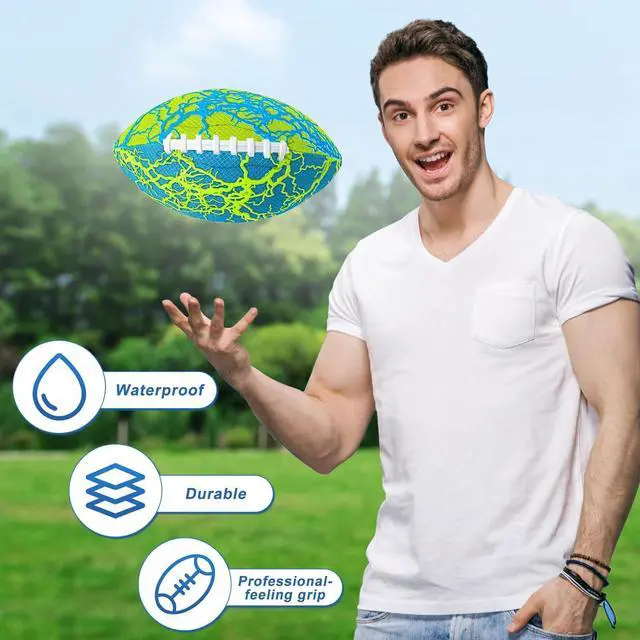 Alt view image 3 of 6 - Waterproof Football Pool Toys - Strong Grip Soft Football for All-Weather Play Pool Games Beach Toys Water Footballs Outdoor Sports Toy Christmas Birthday Gifts for Kids Boys Teens Adults