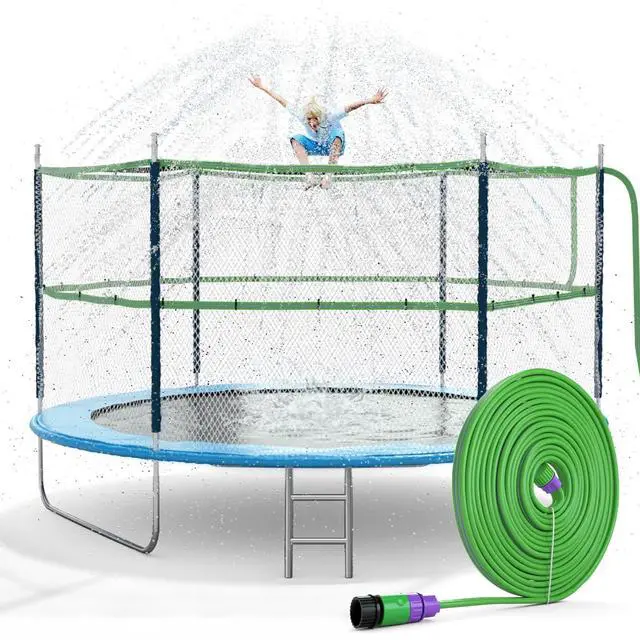 Main image of Trampoline Sprinkler Kids Outdside: Trampoline Accessories Waterpark Tropical Party Summer Outdoor Fun Water Games Toys Sprinklers Backyard Water Park Activity Toy for Kids Boys Girls (39FT)