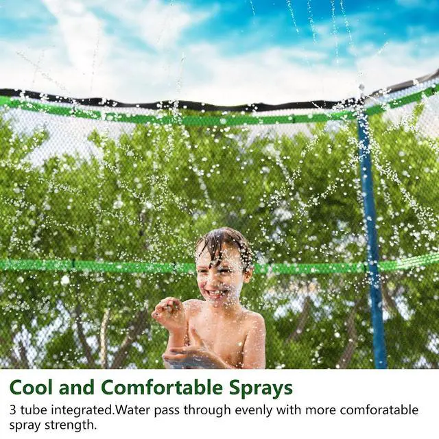 Alt view image 5 of 7 - Trampoline Sprinkler Kids Outdside: Trampoline Accessories Waterpark Tropical Party Summer Outdoor Fun Water Games Toys Sprinklers Backyard Water Park Activity Toy for Kids Boys Girls (39FT)