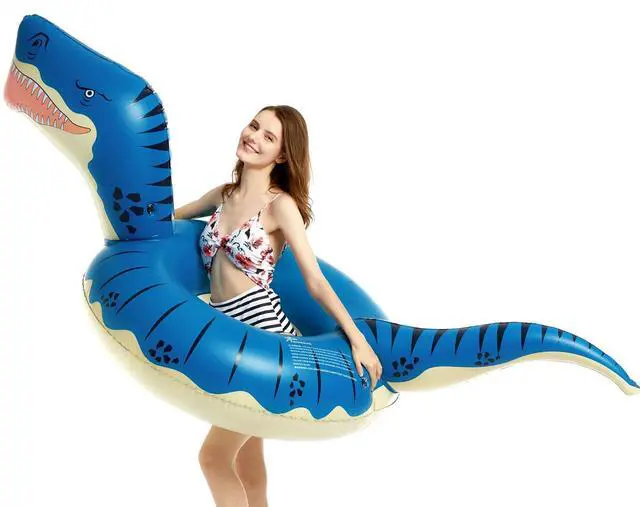 Alt view image 7 of 7 - Inflatable Avocado Pool Float Floatie with Ball and Jasonwell Inflatable Dinosaur Pool Float Tube for Boys Girls T-Rex Floatie