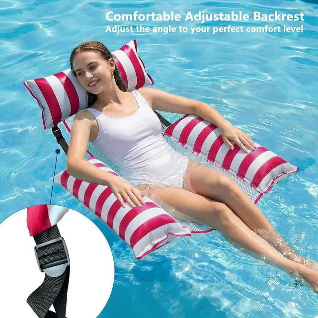 Alt view image 2 of 7 - Inflatable Pool Floats Adult - Fabric Pool Floaties Chair Lake Beach Floating Lounger Chair Swimming Pool Noodles Water Hammock Float Mesh Party Floaty Toys Fun for Adults Heavy Duty