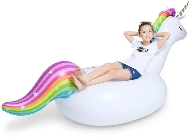 Alt view image 4 of 7 - Big Inflatable Unicorn Pool Float and Jasonwell Beer Pong Pool Float