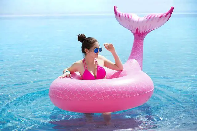 Alt view image 7 of 7 - Giant Inflatable Mermaid Tail Pool Float with Fast Valves Summer Beach Swimming Pool Party Lounge Raft Decorations Toys for Adults Kids (Pink)