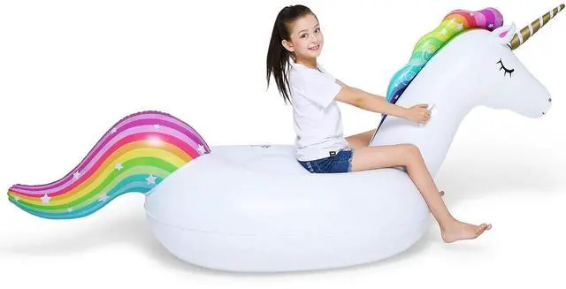 Alt view image 3 of 7 - Big Inflatable Unicorn Pool Float and Jasonwell Beer Pong Pool Float