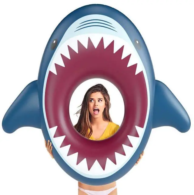 Alt view image 4 of 7 - Inflatable Shark Pool Float Shark Floaties and Jasonwell Beer Pong Pool Float